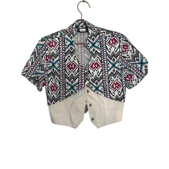 RoughRider Women's Multicolor Cotton V-neckline Button Front Shirt Top Size XS - Picture 3 of 7